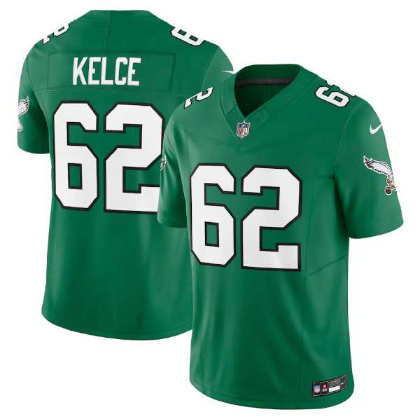 Youth Philadelphia Eagles #62 Jason Kelce Green 2023 F.U.S.E. Stitched Football Jersey Dzhi